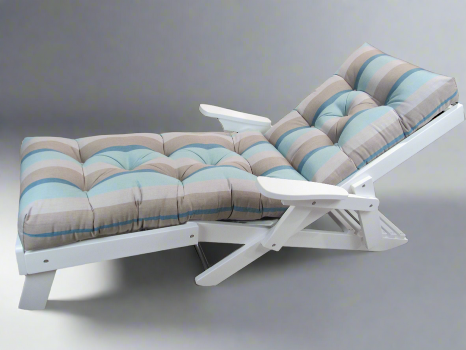 Amish Siesta High Back Chaise Lounge Sunlounger - Gateway Mist Sunbrella Fabric - White Tangent Poly - Main Photo
