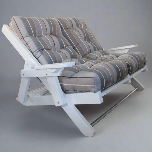 Amish Siesta High Back Folding Loveseat - Milano Char Sunbrella Fabric - White Poly - Siesta Outdoors - Main Photo