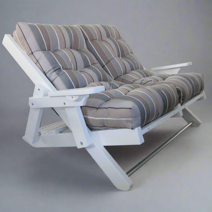 Amish Siesta High Back Folding Loveseat - Milano Char Sunbrella Fabric - White Poly - Siesta Outdoors - Main Photo