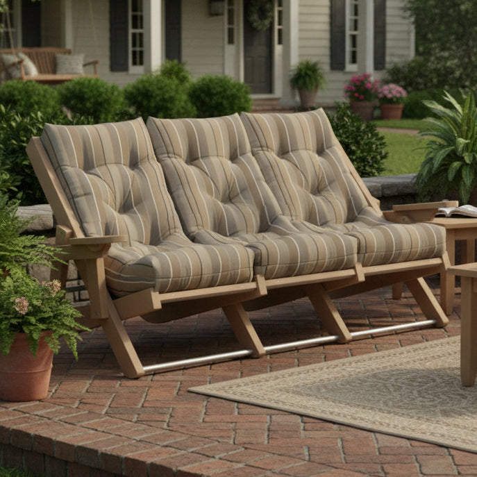 Amish Siesta High Back Folding Sofa- Siesta Outdoors - Sunbrella Fabric - Amish Made Outdoor Sofa