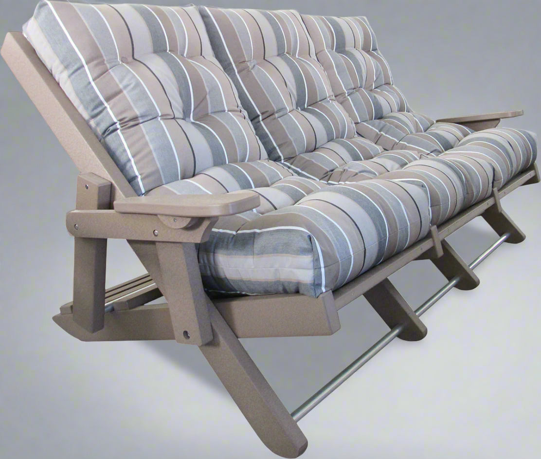 Amish Siesta Highback Folding Sofa - Milano Char Sunbrella Fabric - Weatherwood Poly - Main Photo