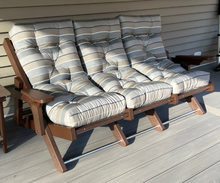 Amish Siesta Highback Folding Sofa - Milano Char Sunbrella Fabric - Tudor Brown Poly - Delivery Photo