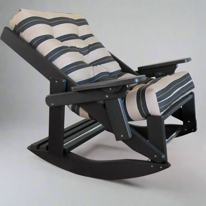 Amish Siesta Rocking Chair - Berenson Tuxedo Sunbrella Fabric - Black Poly - Siesta Outdoors - Main Photo