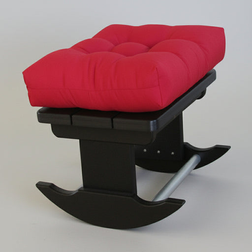 Amish Siesta Rocking Foot Rest Ottoman with Cushioned Top and Metal Footrest Bar