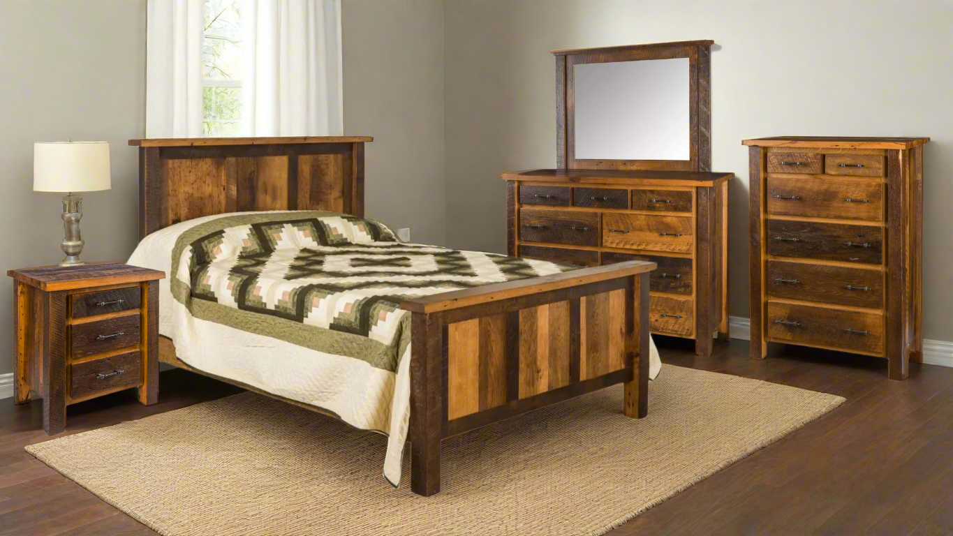 Amish Silverton Bedroom Set Built with Reclaimed Barnwood - Amish Farmhouse Bedroom Set Urban Barnwood Furniture