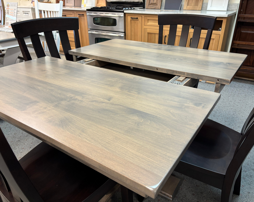 Amish Single Urbana Dining Set - Top Close Up - Solid Brown Maple