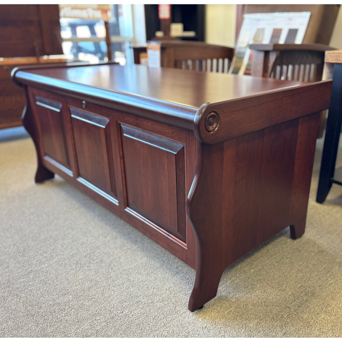 Amish Sleigh Cherry Cedar Chest - 47" - In-Stock
