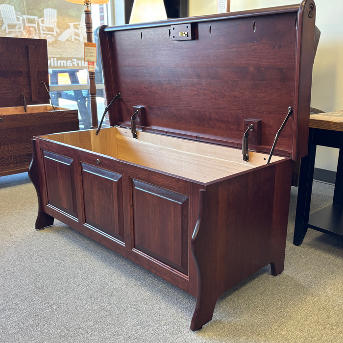 Amish Sleigh Cherry Cedar Chest - 47" - In-Stock