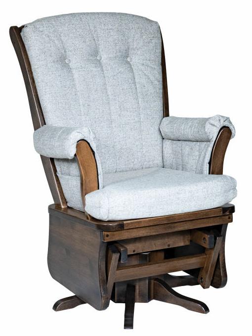 Amish Sleighback Brown Maple Gliding  Swivel Rocking Chair Traditional Style