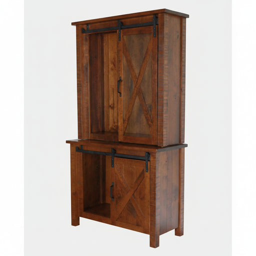 Sliding Barn Floor 2-Door Hutch - Rough Sawn 2-Door Hutches Farmhouse Rough Sawn