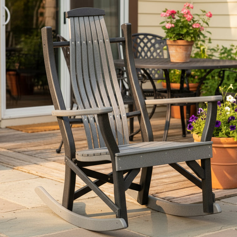 Amish Sonrise Rocking Chair Bentwood Style Poly Outdoor Rocking Chair 