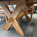 Amish Stanton X-Base Dining Set - Lamar Dining Chairs - Solid Hickory Wood Dining Set - Rough Sawn - Base Close Up