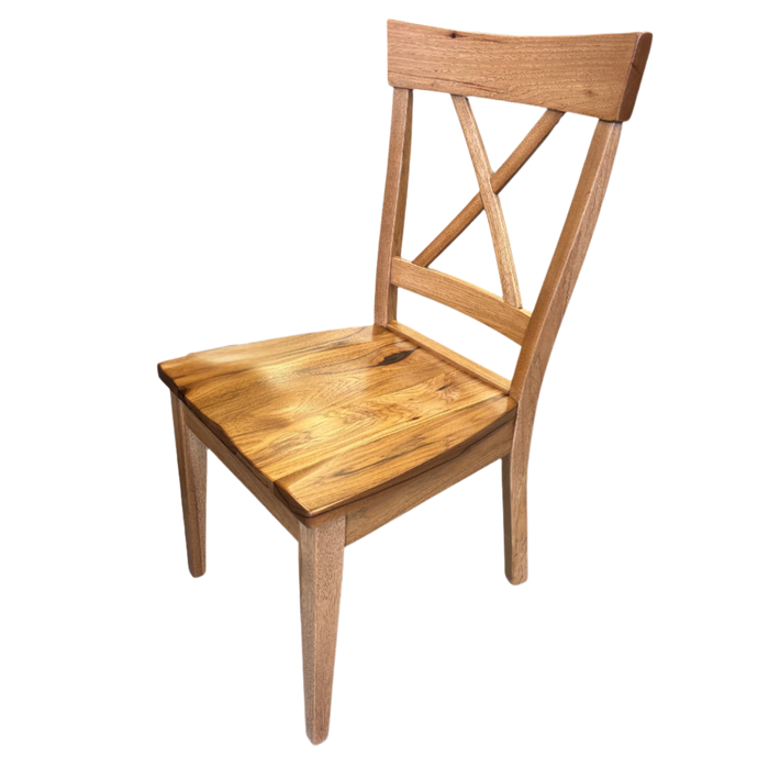 Amish Stanton X-Base Dining Set - Lamar Dining Chairs - Solid Hickory Wood Dining Set - Rough Sawn - Lamar Dining Chair