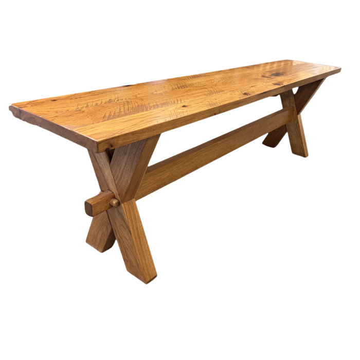 Amish Stanton X-Base Dining Set - Lamar Dining Chairs - Solid Hickory Wood Dining Set - Rough Sawn - X-Base Bench