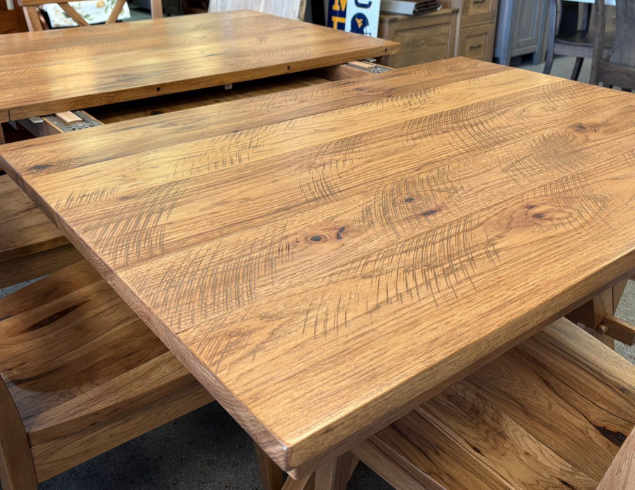 Amish Stanton X-Base Dining Set - Lamar Dining Chairs - Solid Hickory Wood Dining Set 2