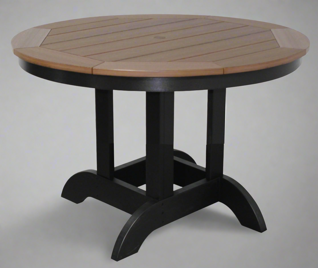 Amish Sterling 48" Round Dining Table - Antique Mahogany on Black - Buckeye Poly - Main Photo