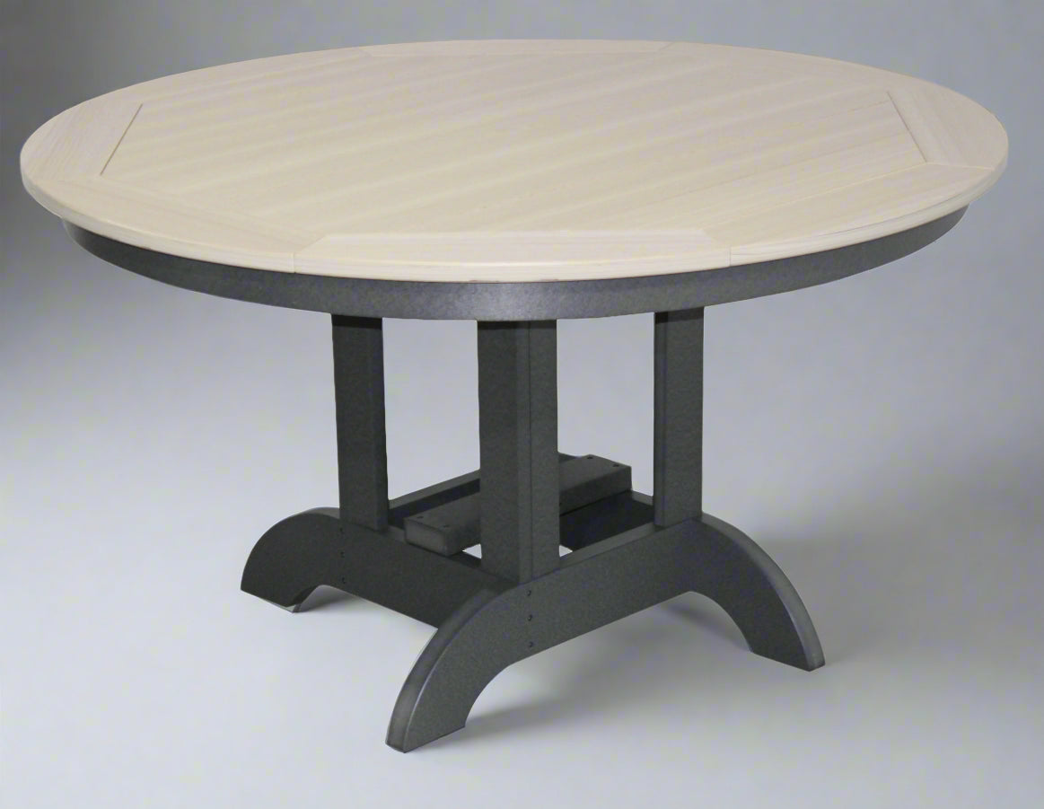 Amish Sterling 60" Round Dining Table - Birchwood on Black - Buckeye Poly - Main Photo