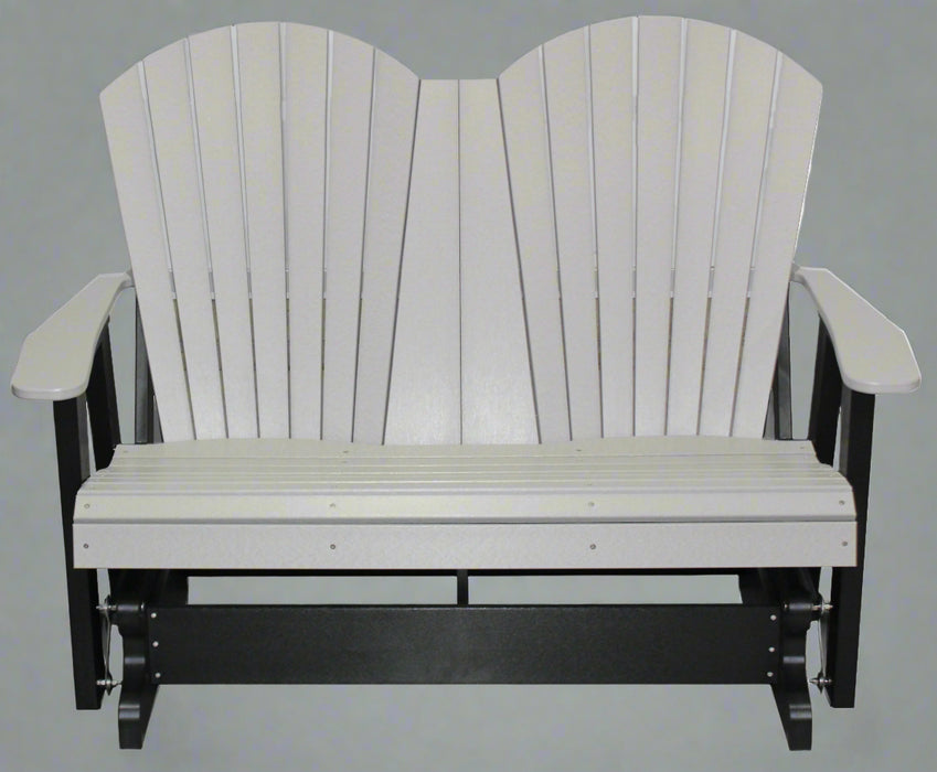 Amish Sterling Adirondack 4' Glider - Poly Colors Light Gray on Black - Front Facing Photo