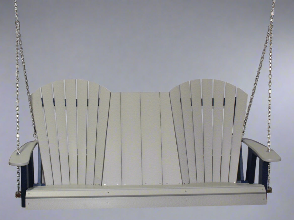 Amish Sterling Adirondack 5' Settee Swing - Driftwood Gray on Black Poly - No Fold Down Photo