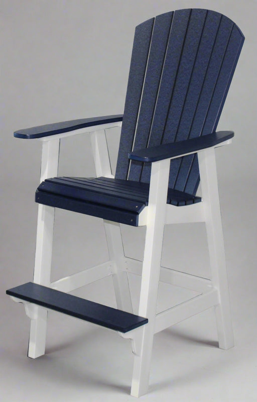 Amish Sterling Adirondack Balcony Chair - Patriot Blue on Bright White Poly - Bar Height