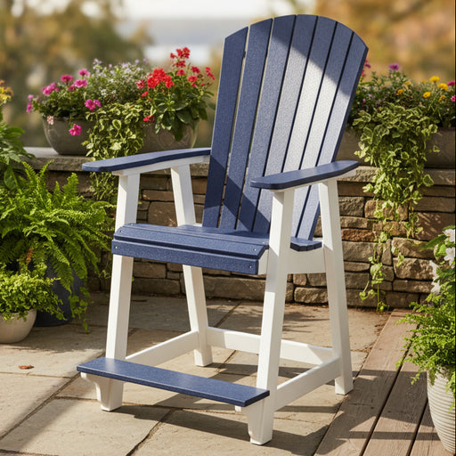 Amish Sterling Adirondack Balcony Chair - Patriot Blue on Bright White Poly - Counter Height - Main Photo