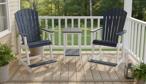Amish Sterling Adirondack Balcony Seating Set - Patriot Blue on Bright White - Set Photo