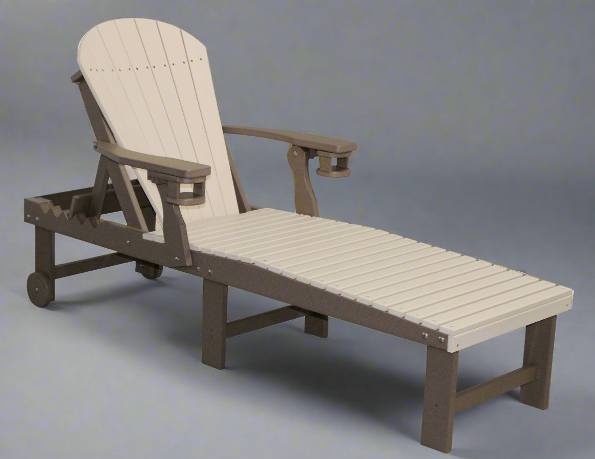 Amish Sterling Adirondack Chaise Lounge - Bright White on Brown - Main Photo