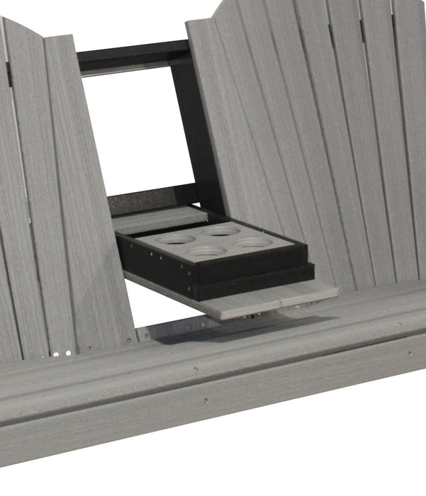 Amish Sterling Adirondack Poly 5' Settee Glider - Poly Colors Birchwood on Black - Fold Down Close Up