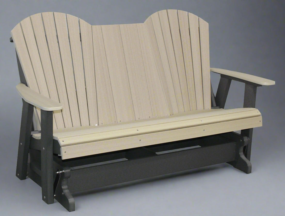 Amish Sterling Adirondack Poly 5' Settee Glider - Poly Colors Birchwood on Black - Main Photo