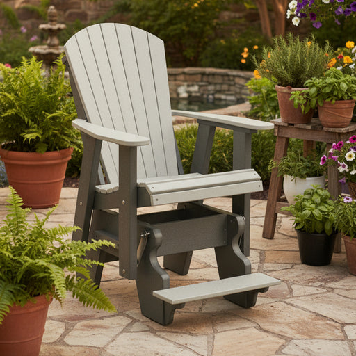 Amish Sterling Adirondack Poly Balcony Glider - Poly Colors Light Gray on Dark Gray - Main Photo