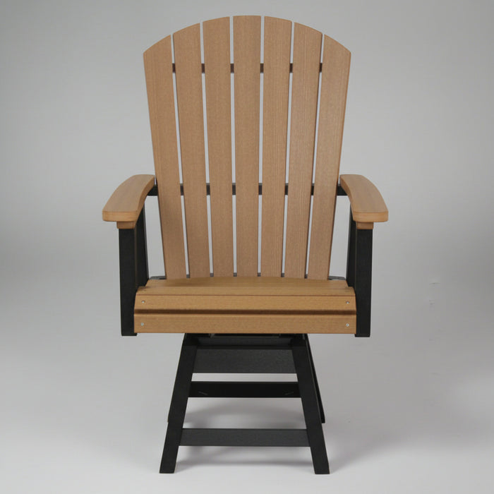 Amish Sterling Adirondack Swivel Dining Chair
Amish Made Poly Furniture
Made With HDPE Weather Resistant, Eco-Friendly Material
Rust Proof Stainless Steel Hardware
Maintenance Free!
Choose From 20+ Colors &amp; Color Combinations
360 Degree Swivel!
Overall: 26" Wide x 26" Deep x 42" High
Seat: 20.5" Wide x 18" Deep x 18" High
Also Available in Counter &amp; Bar Height