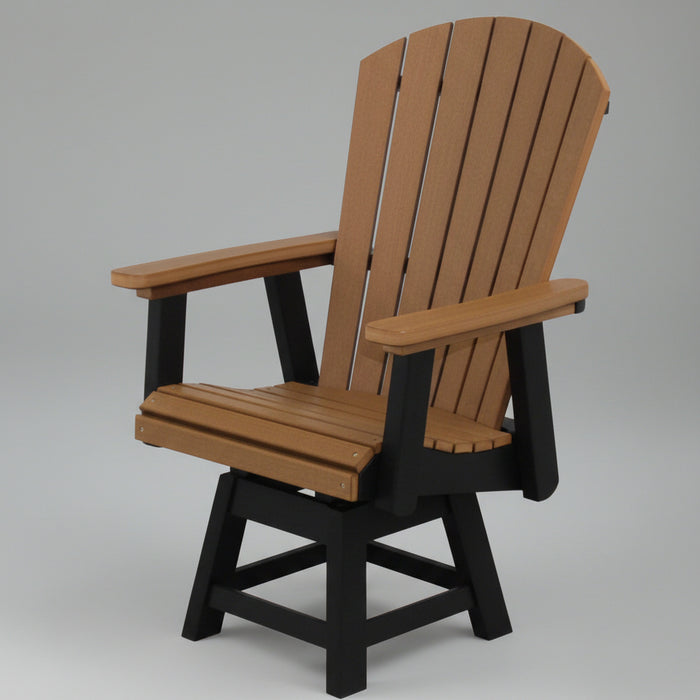 Amish Sterling Adirondack Poly Swivel Dining Chair - Poly Colors Antique Mahogany on Black - Main Photo
Amish Sterling Adirondack Swivel Dining Chair
Amish Made Poly Furniture
Made With HDPE Weather Resistant, Eco-Friendly Material
Rust Proof Stainless Steel Hardware
Maintenance Free!
Choose From 20+ Colors &amp; Color Combinations
360 Degree Swivel!
Overall: 26" Wide x 26" Deep x 42" High
Seat: 20.5" Wide x 18" Deep x 18" High
Also Available in Counter &amp; Bar Height
