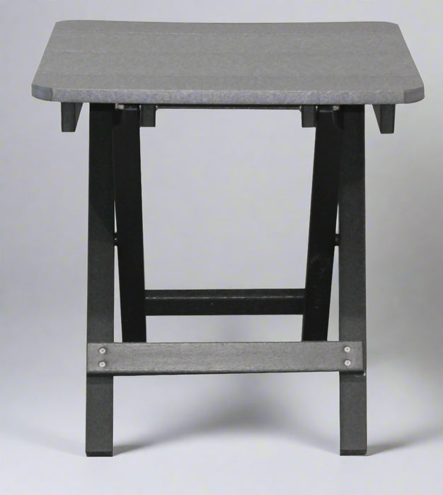 Amish Sterling Folding End Table - Dark Gray on Black Poly - Front Facing Photo