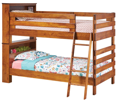 Amish Storage Bunk Bed Solid Maple Wood with OCS 113 Michaels Stain Kids Bunk Bed Spare Room Bunk Bed Front Facing