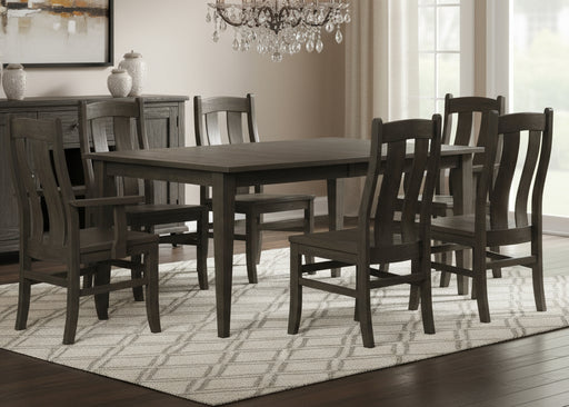 Amish Stowan Dining Set - Shaker Leg Dining Table - Stowan Chairs - Gray Stain