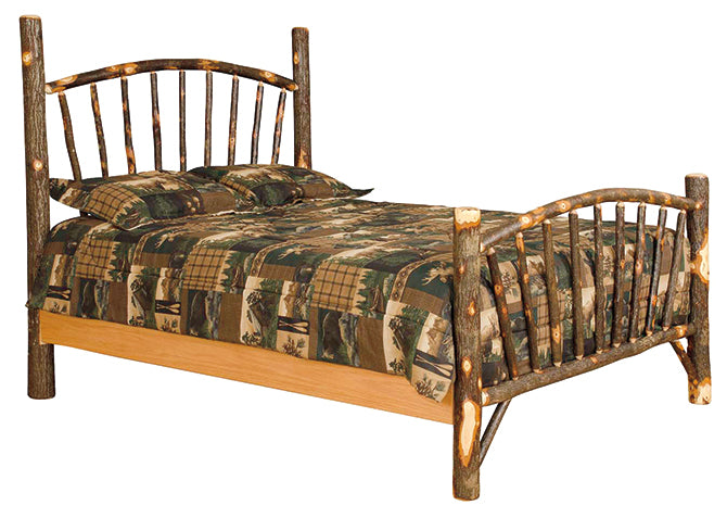 Sunburst Log Bed Amish Built Hickory Log Bed Front Facing