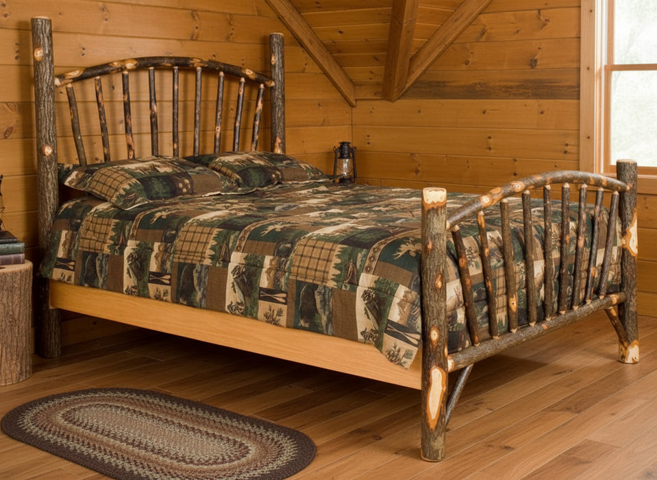 Sunburst Log Bed Amish Built Hickory Log Bed Front Facing