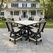 Amish Superior Adirondack 44" Square Balcony Dining Set - Swivel Adirondack Dining Chairs - Counter Height Poly Dining Table - Weatherwood on Black - In-Stock