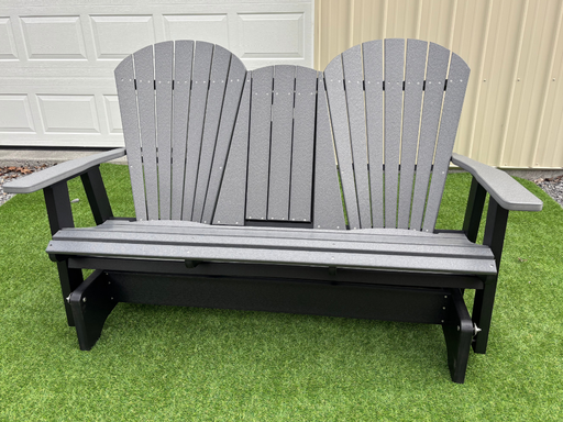 Amish Superior Adirondack 5' Glider - Tangent Poly - Dark Gray on Black