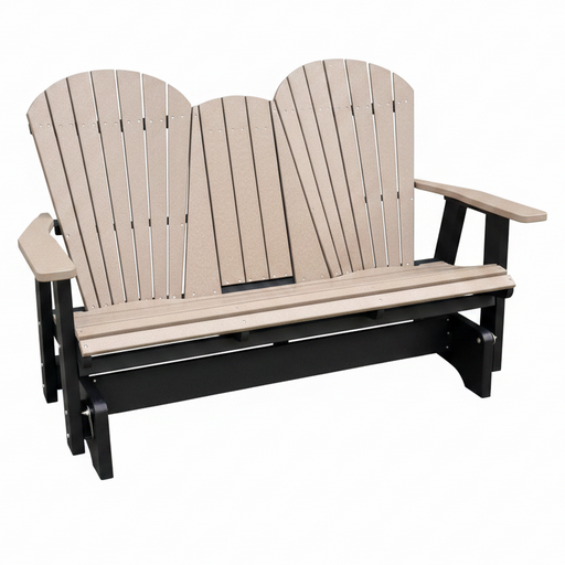 Amish Superior Adirondack 5' Glider - Tangent Poly - Weatherwood on Black 2