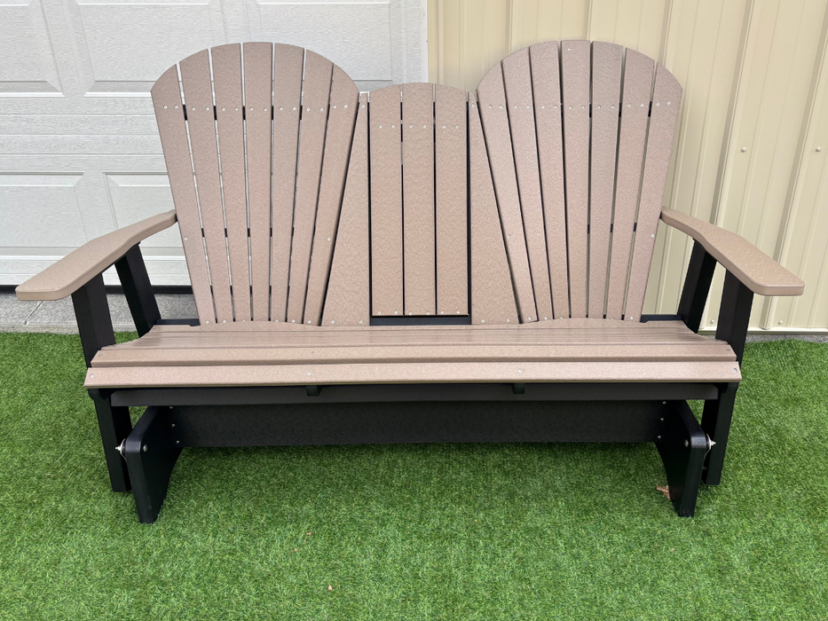 Amish Superior Adirondack 5' Glider - Tangent Poly - Weatherwood on Black 2