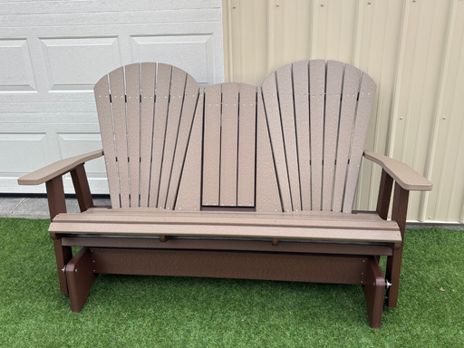 Amish Superior Adirondack 5' Glider - Tangent Poly - Weatherwood on Brown 2