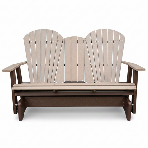 Amish Superior Adirondack 5' Glider - Tangent Poly - Weatherwood on Brown 2