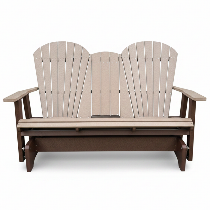 Amish Superior Adirondack 5' Glider - Tangent Poly - Weatherwood on Brown 2
