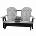 Amish Superior Adirondack 5' Glider With Cupholder - Tangent Poly - Dark Gray on Black - Center Seat Folded Down