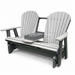 Amish Superior Adirondack 5' Glider With Cupholder - Tangent Poly - Light Gray on Dark Gray - Center Seat Folded Down