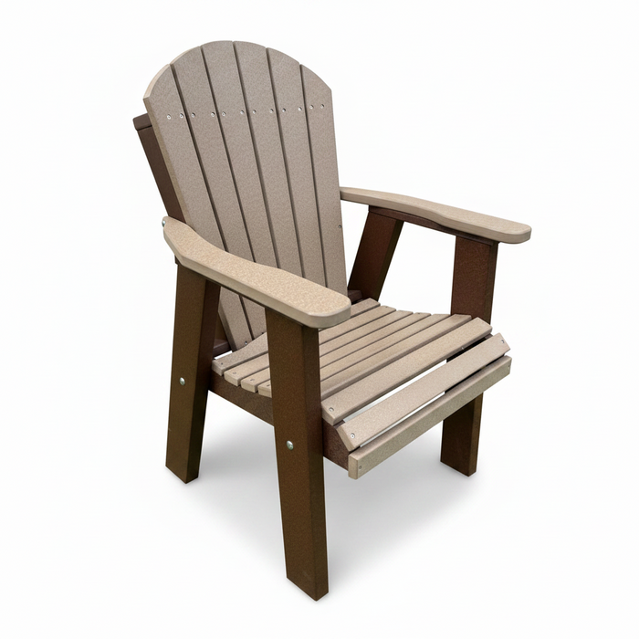 Amish Superior Adirondack Dining Chair - Amish Poly Adirondack Dining Chair - Weatherwood on Brown