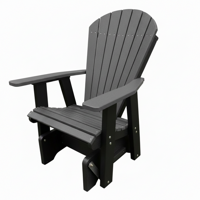 Amish Superior Adirondack Glider - HDPE Amish Poly Glider - Tangent Poly - Polywood Glider - Dark Gray on Black