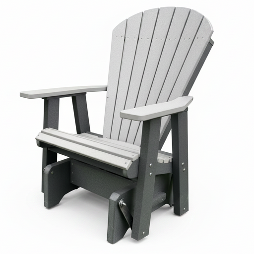Amish Superior Adirondack Glider - HDPE Amish Poly Glider - Tangent Poly - Polywood Glider - Light Gray on Black