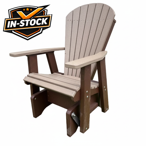 Amish Superior Adirondack Glider - HDPE Amish Poly Glider - Tangent Poly - Polywood Glider - Weatherwood on Brown 5